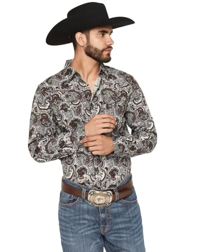 Cody James Men's Colorado Ridge Paisley Print Long Sleeve Snap Western Shirt - CJFA25W18-BN-T XXX- Tall Brown