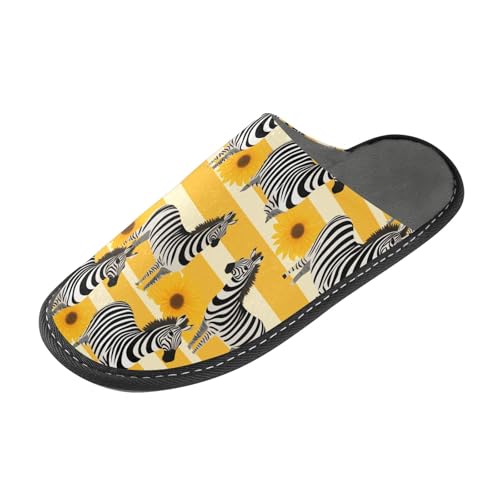 Zebra Stripes Fuzzy Slippers Soft Home Bedroom Slippers for Women Men House Shoes