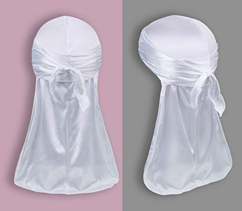 3 PCS Durag With 2 Waves Caps Durags For Men Silky Durag With Long Tail And Wide Straps