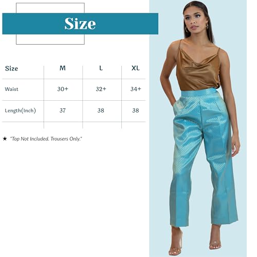 Blue Tapered Disco Pants - Cocktail Front Pleated Trouser or Casual Sparkle Satin Pant with Side Pocket4