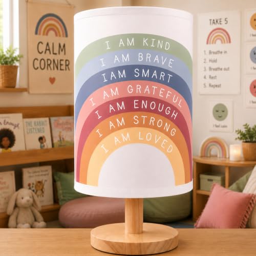 Glooglitter Classroom Lamp Calming Corner Decor Cozy Center 11. 61 Inches Small Bedside Desk Lamp USB Rainbow Reading Book Center Supplies for Home Bedroom Playroom Nursery