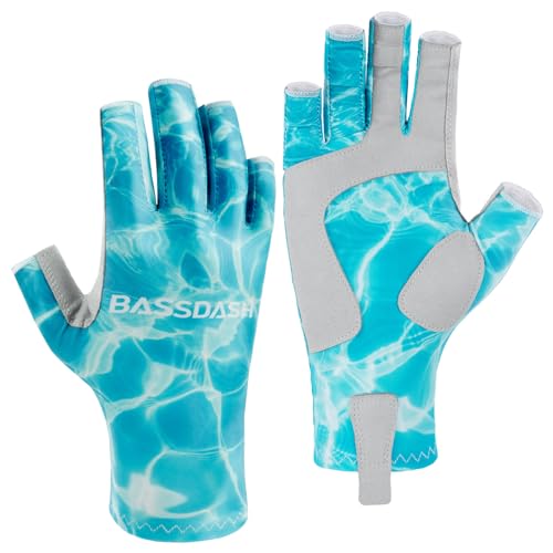 Image of Bassdash ALTIMATE UPF 50+ Women's Fishing Gloves UV Sun Protection Fingerless Gloves for Kayaking Paddling Hiking Cycling Driving Shooting Training