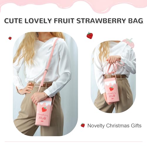Fruits Banana Strawberry Milk Box Cross Body Purse Bag Women Phone Wallet Shoulder Bags2