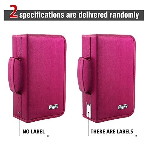 Siveit DVD Case, 128 Capacity CD/DVD Case Wallet Binder Storage Holder Booklet for Car Home Office and Travel (White binder, Rose)