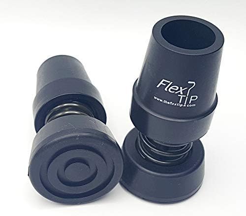 FlexTIP (Crutch-Round) - Set of 2, Universal Attachment for 7/8” OD Crutches (Tip ID = 7/8") Anti-Shock, Bending for Stability & Traction – fits Fully Round Shaft Crutches