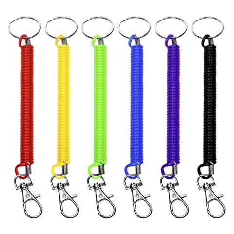 HREDZEO Stretchy Spiral Keyring,6 Pcs Elastic Spiral Keychain Color Retractable Keychain Spring Keychain Elastic Rope Security Ring for Key Wallets Mobile Phones and Other Important Items Cover