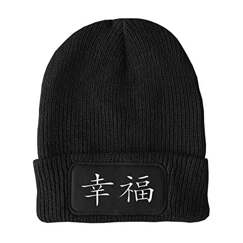 FatCuckoo - Japanese Happiness Symbol Unisex Winter Thinsulate Beanie Hat Black Cover