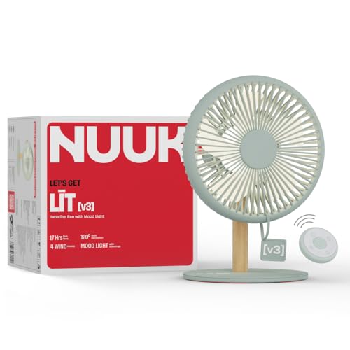 Image of NUUK LĪT v3 | Rechargeable Table Fan | 3 Mood Lights | 6000mAh Battery | Up to 17H Runtime | Magnetic Remote | Ultra-Silent BLDC Motor | 120 Auto Oscillation | Type-C Charging