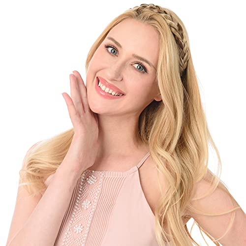 Diguan Huge 2 Strands Thick Synthetic Hair Braided Headband Classic Chunky Plaited Braids Elastic Stretch Hairpiece Women Girl Beauty Accessory, 4Oz (Burgundy) #TOP7