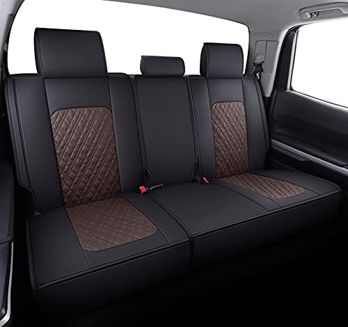 Image of Aierxuan Toyota Tundra Seat Covers Waterproof Leather Full Set(Black-Brown)