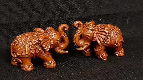 Image of Copper Idols India, 1 inches, Handmade Paired Elephant Idol 60 Gram, Patina Antique Finish, Pack of 2 Piece