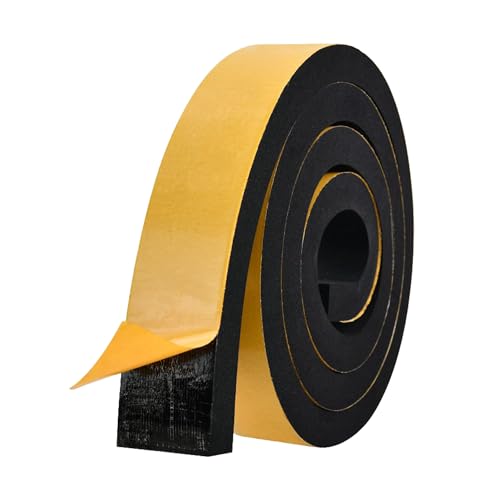 Zayejod Ruban Mousse Adhésive 50mm Large 10mm Épaisseur Bande Néoprène Autocollante Caoutchouc Isolation Joint Anti-vibration Meuble Protection Voiture,2M
