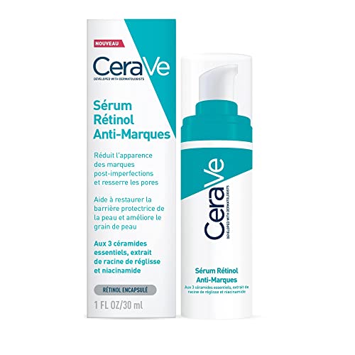 Cerave Serum Rétinol Anti Marques post imperfections | 30 ML | enrichi au Rétinol pour peaux à imperfections avec hyperpigmentation post inflammatoire. Sans parfum et hypoallergénique
