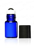 True Essence 3 ml, (3/4 Dram) Cobalt Blue Glass Micro Mini Roll-on Glass Bottles with Metal Roller Balls - Refillable Aromatherapy Essential Oil Roll On (144)