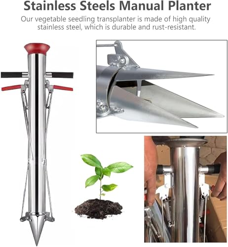 Fioriera per bulbi, semiautomatica manuale con manico antiscivolo, durevole e resistente alla ruggine per piantare efficacemente patate, zucche e peperoni