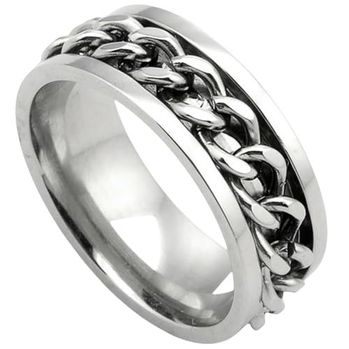 Bague ouvre-bouteille homme idée cadeau original avec chaîne spinner anti-anxiété