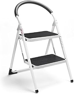 Delxo 2 Step Stool Folding Step Stool Steel Stepladders with Handgrip Anti-Slip Sturdy