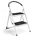 Delxo 2 Step Stool Folding Step Stool Steel Stepladders with Handgrip Anti-Slip Sturdy and Wide Pedal Steel Ladder 330lbs White and Black Combo 2-Feet (WK2061A-2) (2 Step Stool)