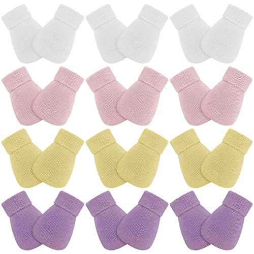 Newborn Cotton Gloves for Boys or Girls - No-Scratch Preemie Mittens for Premature Infants (Cute Color)