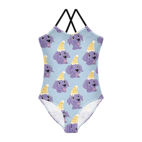 Dog Ice Cream Pattern Girls One Piece Swimsuits Summer Quick Dry Beach Bathing Suit