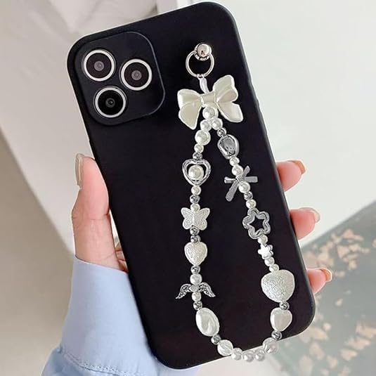 Image of 2 Pcs Phone Charms for Girls, Phone Charm Accessories, Charms for Phone Case, Phone Charms, Flower and Four Leaf Clover Bead Chain