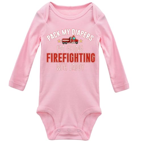 Pack My Diapers I'm Going Firefighting with Daddy Baby Clothes Universal Bodysuits