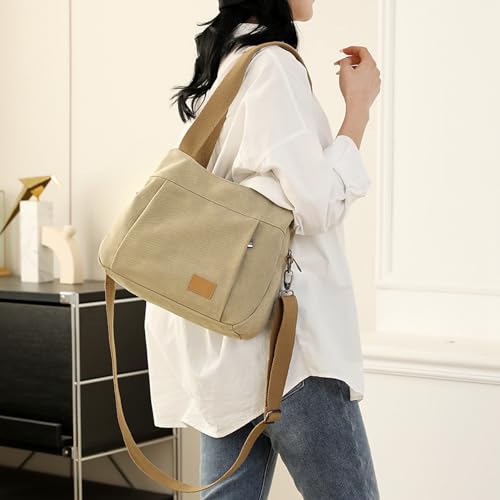 Bolso pequeño de lona para mujer estilo tote multi-bolsillos miniatura 3