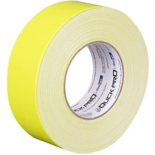 Image of Duck Pro by Shurtape General Purpose Grade, Specialty Grade, Fluorescent Cloth Duct Tape for Labeling, Floor Marking and Book Binding, 48mm x 60yd, 9.0 mil, Fluorescent Yellow, 1 Roll (105500)