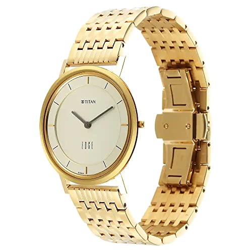 Titan Edge Metal Yellow Dial Stainless Steel Strap Analog Watch Men-NS1595YM01 - Image 2