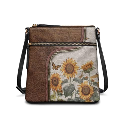 Image of Leather Purses for Women, Leather Hobo Bags for Women Travel Sling Purse Triple Zippered Pockets Shoulder Bag