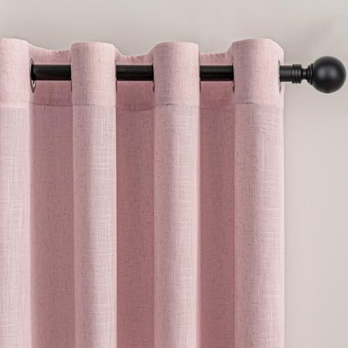 MYSKY HOME Pink Curtains for Girls Bedroom Living Room Semi Sheer Light Filtering Nursery Window Drapes, 90 Inches Length Soft Modern Decor Country Style Grommet, 52" x 90", Light Pink, 2 Panels by MYSKY HOME - Image 2