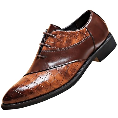 Zapatos de vestir con cordones para hombre, estilo Oxford formal con patrón acolchado moderno