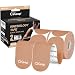 CKeep Kinesiology Tape, 2 Rolls Cotton Latex Free Hypoallergenic Elastic Precut Strips, 2 Inch Wide Waterproof Athletic Tape for Knees Pain Injuries Sprains, Beige
