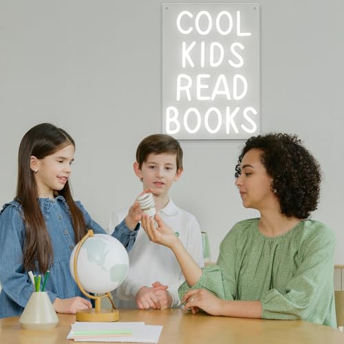 Image of Cool Kids Read Books Neon Sign for Classroom Wall Decor, Light Up Neon Signs for Kids Read Corner Decor Library Bedroom