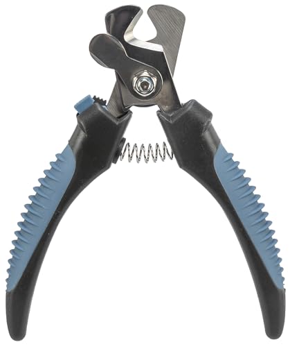 TRIXIE Krallenschere für Hunde, Katzen, Kleintiere und Vögel - Sicherheitsverschluss - Begrenzung verhindert starkes kürzen - Edelstahl - gummierte Kunststoffgriffe - schwarz/blau - 13 cm - 2371
