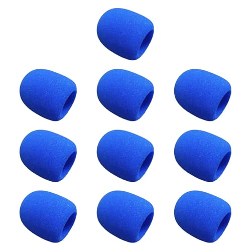 AsrMyjcx 10 piezas Cubierta de micrófono Cubierta de micrófono de micrófono resistente Babrillero espesado para fiestas KTV Broadcasting Singing Discursos, Azul