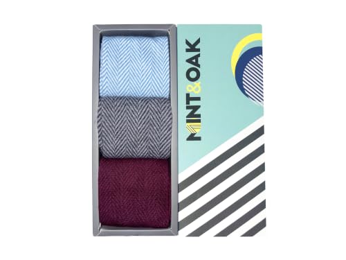 Image of Mint & Oak Long Socks For Men, Soft Cotton Calf Length Socks, Colorful Sock Gift For Men, Full Length & Odour Free, Funky Socks - Gift Box of 3