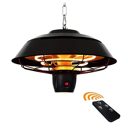 Star Patio Electric Patio Heater, Outdoor Heater with Remote Control & Touch Switch, 600W/900W/1500W Infrared Ceiling Heater with Hammer Tone Bronze Finish, IP44 Waterproof, Patio Heater, STP1566-C-N