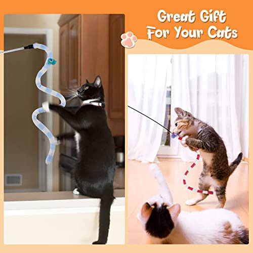 Jetczo Interactive Cat Rainbow Wand Toys, Cat Teaser Wand String Colorful Plush Spring Ribbon Charmer Stick With Bell For Indoor Cats Kittens Kitty-2 Pcs #TOP3