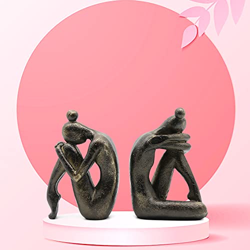 Lukitas Unique Decorative Girl Thinker Bookends, Home Office Books Shelves Stoppers Holder, Nonskid Book Stoppers, Creative Desktop Ornaments For Study Room Hotel Office Shelves, Resin, 1Pair/2Piece #TOP2