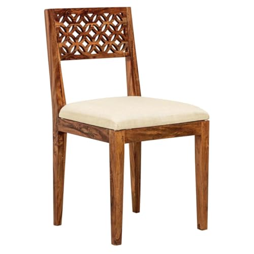 Image of Study Table with Chair | Wooden Study Desk for Students | Solid Sheesham Wood Writing Desk for Adults with Chair | Office Desk (Teak Finish)