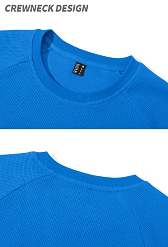 Tacvasen Long Sleeve Sweatshirts For Men Soft Shirts Waffle Knit Pullovers, Blue Green, L #TOP5