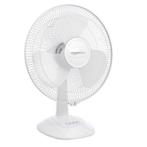 AmazonBasics High Speed Table Fan for Cooling with Automatic Oscillation (400 mm, 55W, White)