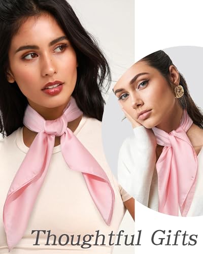 Trendy Pure Color Square Scarf - 2PCS Scarves Simulated Silk Bandanas for Women Hair Wrap Sleeping4