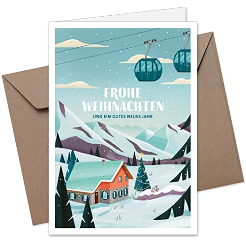 20x Weihnachtskarten & Umschläge I Motiv: Winterhütte I Premium Klappkarten B6 I privat & geschäftlich I FSC Mix 100% TSUD-COC-001718-SP Cover