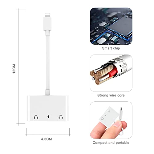 Eliteed 3In1 Lighting To 3.5Mm,Headphone Adapter For Iphone, Dual Earphone Jack Audio And Charging Adapter,Headphone Splitter For Iphone 14/13/12/11/Xs Max/Xr/8/7 Plus /6/ Ipad,Support Ios 10 To16 #TOP1