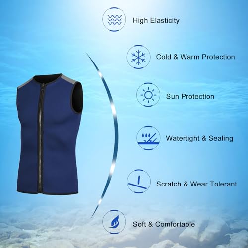 Chaleco térmico sin mangas de neopreno de 3mm, unisex, con cremallera, para buceo, natación, surf y snorkel (Talla S) miniatura 3
