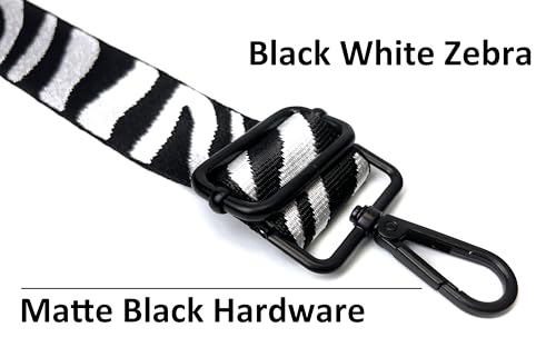 Image of Purse Strap Replacement for Crossbody Bags & Handbags | Premium Webbing with Matte Black Hardware Clip-On Installation Adjustable Length Comfortable Wide Guitar Style Strap