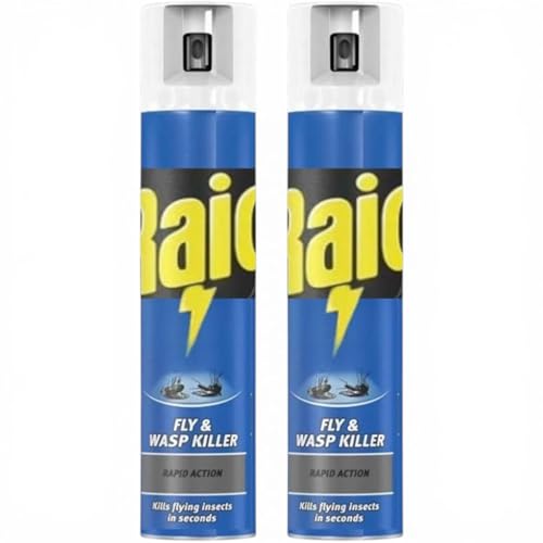 Image of 2 x 300ml Ra!d Rapid Action FLY & WASP Killer, Fly Killer Spray For Indoor Use(Total 600ML), BLUE