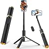62″ Phone Tripod & Selfie Stick, Tripod for iPhone with Remote, Portable, Lightweight Travel Stand for Selfies Video Recording Vlog, Extendable Stand Compatible with iPhone Android